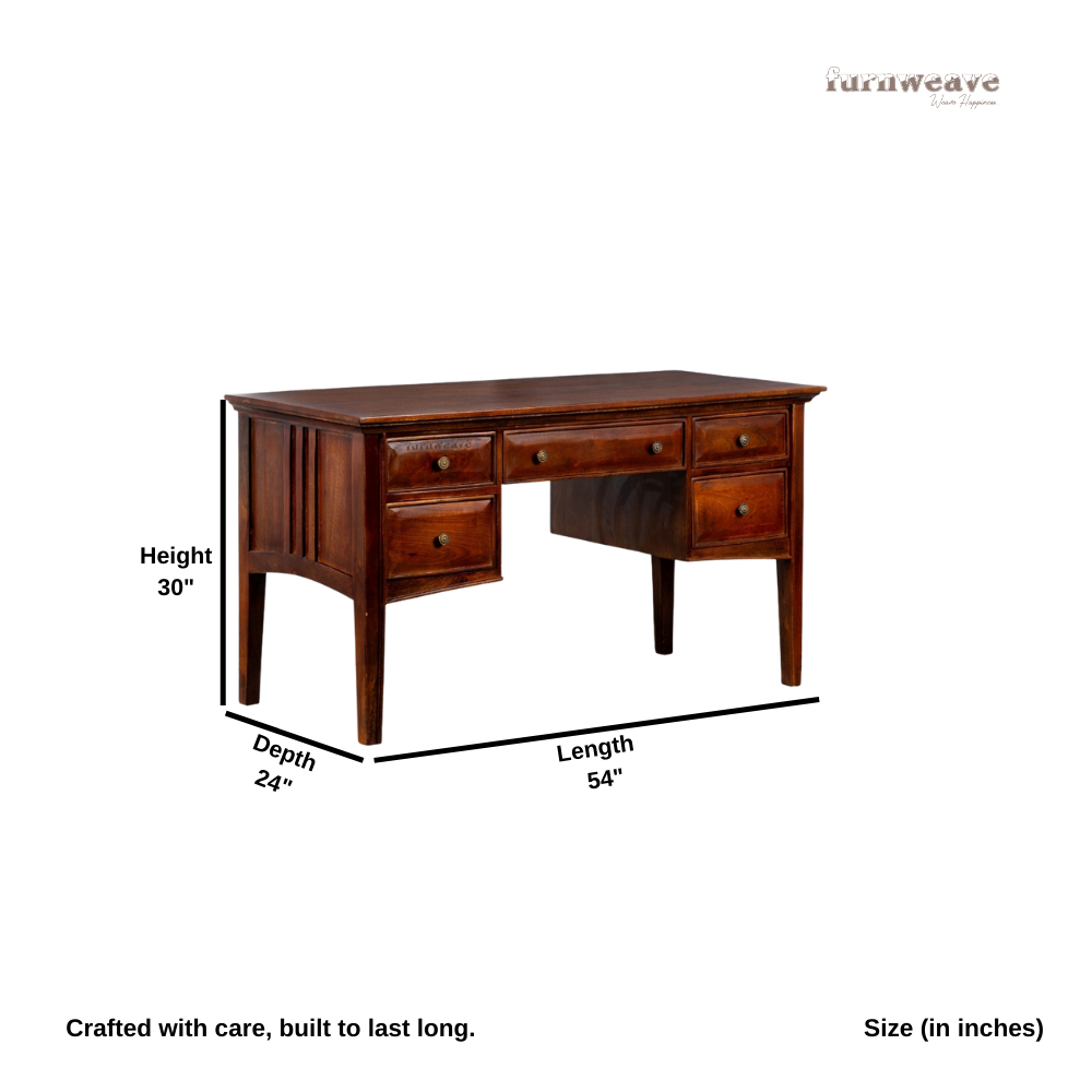 Phino Wooden Study Table (Brown)
