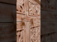 Spive Wooden Carved Cabinet with Drawers (White Distress)